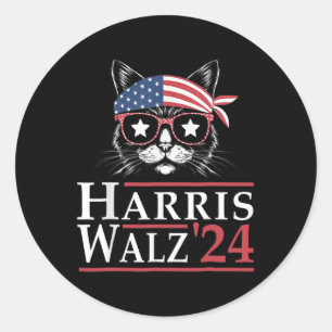 Harris W 2024 Funny Cat Election Kamala Harris Tim Runder Aufkleber