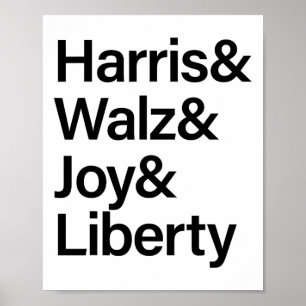 Harris W Joy Liberty Vote Kamala Harris Präsident Poster