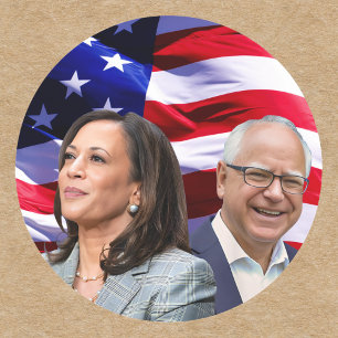 Harris Waltz 2024 - Kamala Harris Tim Waltz Runder Aufkleber