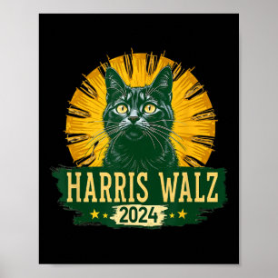 Harris Waltz 2024 Spaß Cat Election Kamala Harris Poster