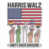 Harris Waltz 2024 Unity over Division Aufkleber (Vorderseite)