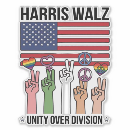 Harris Waltz 2024 Unity over Division Aufkleber (Vorderseite)