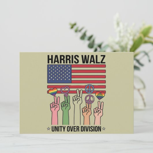 Harris Waltz 2024 Unity over Division Einladung (Stehend Vorderseite)