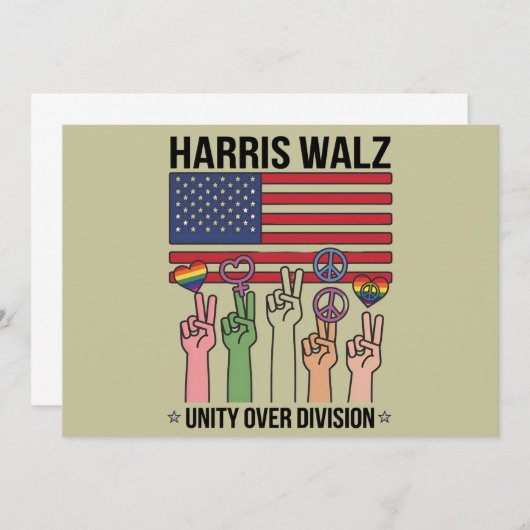 Harris Waltz 2024 Unity over Division Einladung (Vorne/Hinten)