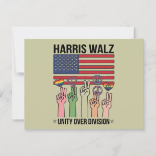 Harris Waltz 2024 Unity over Division Postkarte