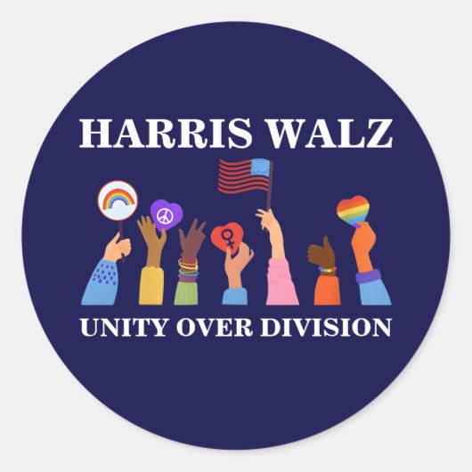 Harris Waltz 2024 Unity over Division Runder Aufkleber (Vorderseite)