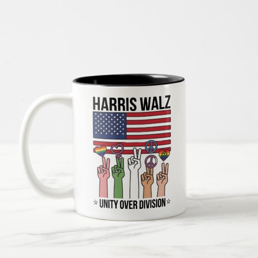 Harris Waltz 2024 Unity over Division Zweifarbige Tasse (Links)