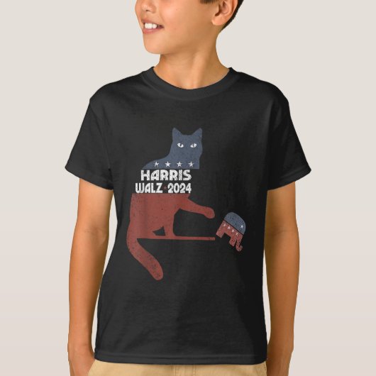 Harris Waltz 2024 VP Präsident Wahl Funny Cat T-Shirt (Vorderseite)