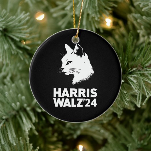 Harris Waltz 2024 Wahl Funny Cat Kamala Tim Keramik Ornament (Baum)
