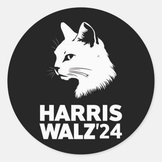 Harris Waltz 2024 Wahl Funny Cat Kamala Tim Runder Aufkleber (Vorderseite)