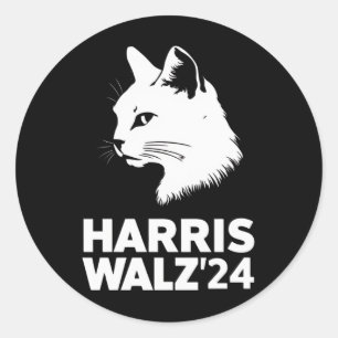 Harris Waltz 2024 Wahl Funny Cat Kamala Tim Runder Aufkleber