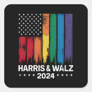 Harris Waltz 2024 Wahl Gay Tim Waltz LGBTQ Quadratischer Aufkleber