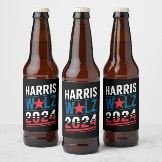 Harris Waltz 2024 Wahl Kamala Harris Tim Waltz Bierflaschenetikett (Flaschen)