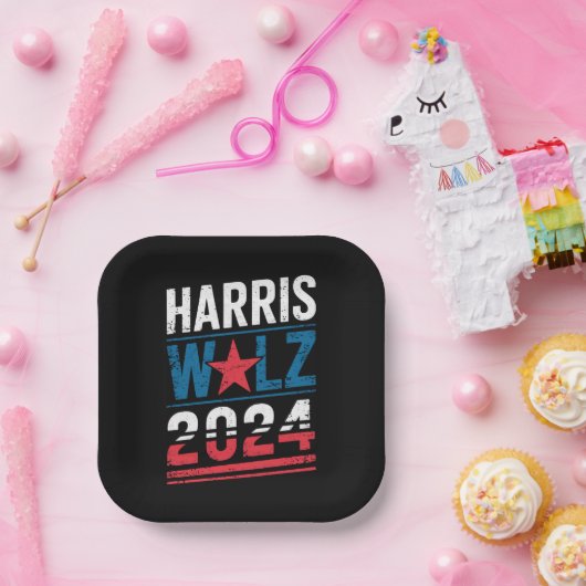 Harris Waltz 2024 Wahl Kamala Harris Tim Waltz Pappteller (Party)