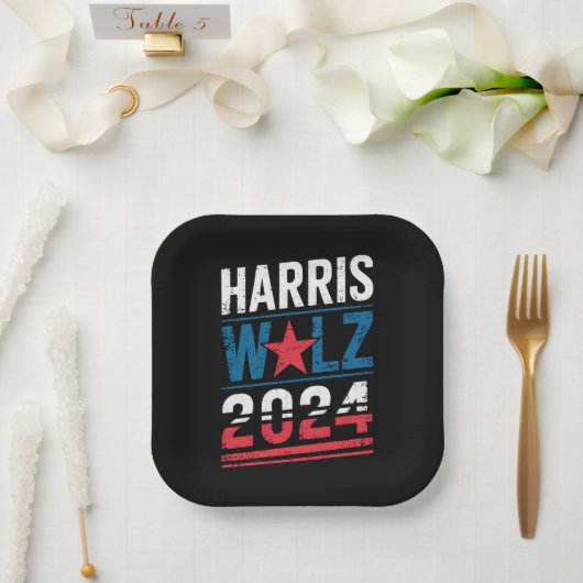 Harris Waltz 2024 Wahl Kamala Harris Tim Waltz Pappteller (Hochzeit)