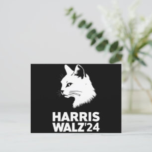 Harris Waltz 2024 Wahl Lustige Katze Kamala Tim  Postkarte