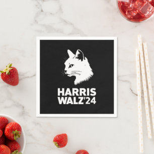 Harris Waltz 2024 Wahl Lustige Katze Kamala Tim Serviette