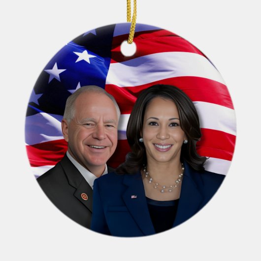 Harris Waltz Foto 2024 - Kamala Harris Tim Waltz Keramik Ornament (Vorne)