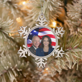 Harris Waltz Foto 2024 - Kamala Harris Tim Waltz Schneeflocken Zinn-Ornament