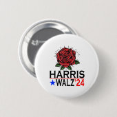 Harris Waltz Vote Kamala Blume 2024 Button (Vorne & Hinten)