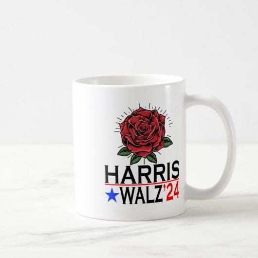 Harris Waltz Vote Kamala Blume 2024 Kaffeetasse (Rechts)