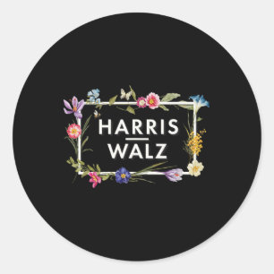 Harris Walz 2024 Blume Harris Waltz 2024 Runder Aufkleber