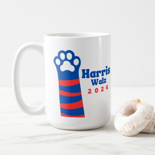 Harris Walz 2024 Cat Ladys Democrat Wahl Kaffeetasse (Mit Donut)
