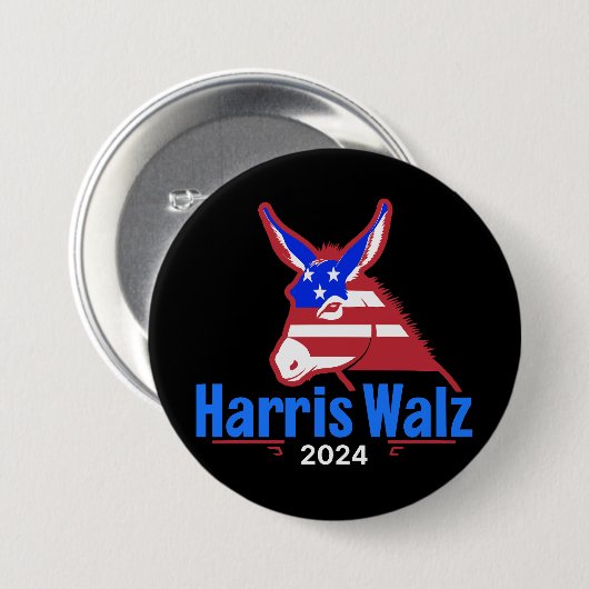 Harris Walz 2024 Donkey-Taste Button (Vorne & Hinten)