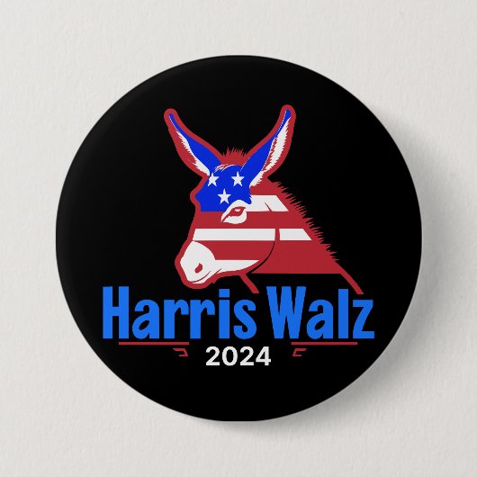 Harris Walz 2024 Donkey-Taste Button (Vorderseite)