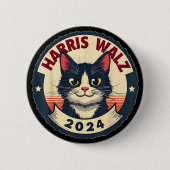 Harris Walz 2024 Funny Cat Election Kamala Harris Button (Vorderseite)