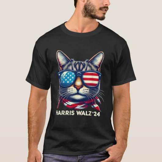 Harris Walz 2024 Funny Cat Election Kamala Harris T-Shirt (Vorderseite)