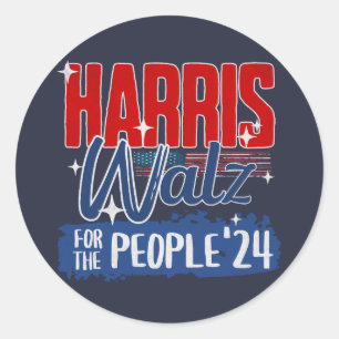 Harris Walz 2024 Für das Volk Wahl Demokraten Runder Aufkleber