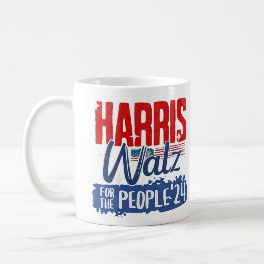 Harris Walz 2024 für den Demokraten für das Volk Kaffeetasse (Links)