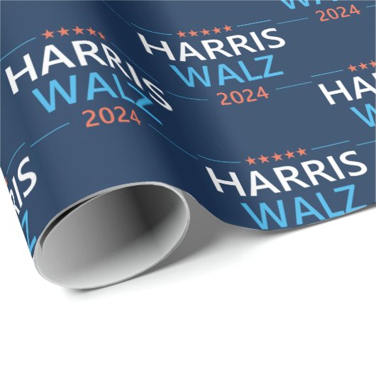 Harris Walz 2024 für Präsident Geschenkpapier (Rolleneckpunkt)