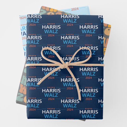 Harris Walz 2024 für Präsident Geschenkpapier Set (Beispiel)