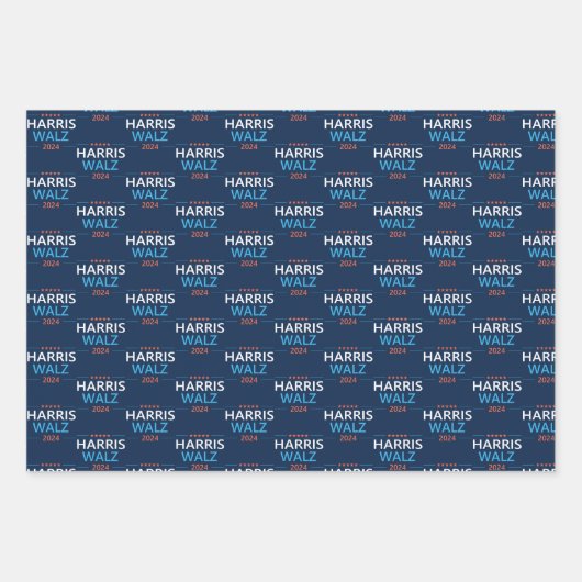 Harris Walz 2024 für Präsident Geschenkpapier Set (Vorderseite)