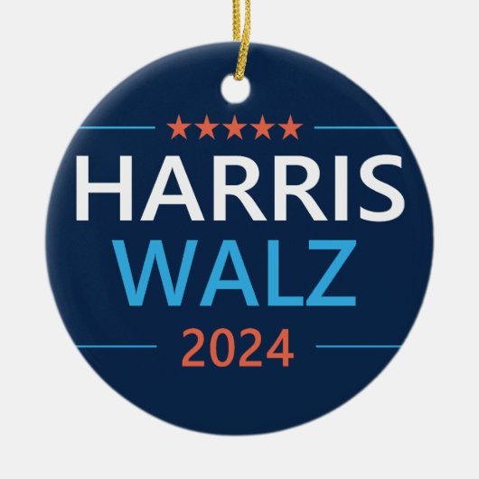 Harris Walz 2024 für Präsident Keramik Ornament (Vorne)