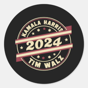 Harris Walz 2024 für Präsident Patrioten Kamala  Runder Aufkleber