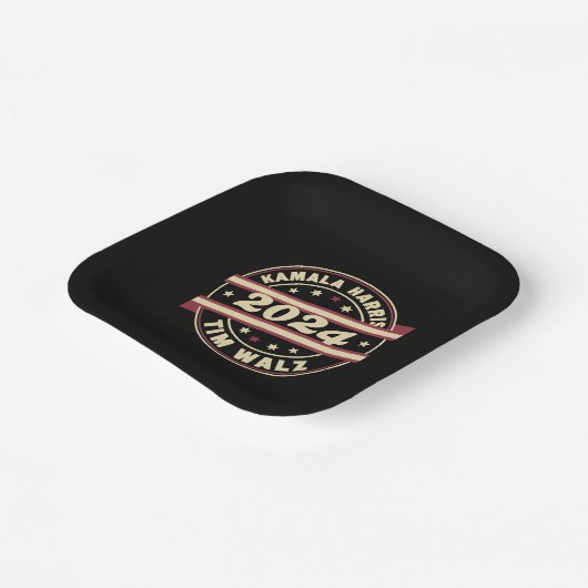 Harris Walz 2024 für Präsident Patriotic Kamala Pappteller (Gewinkelt)