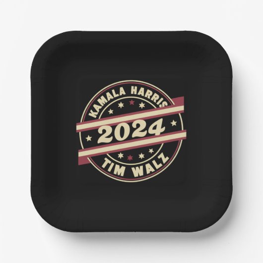Harris Walz 2024 für Präsident Patriotic Kamala Pappteller (Vorderseite)
