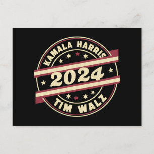 Harris Walz 2024 für Präsident Patriotische Kamala Postkarte