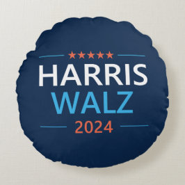 Harris Walz 2024 für Präsident Rundes Kissen