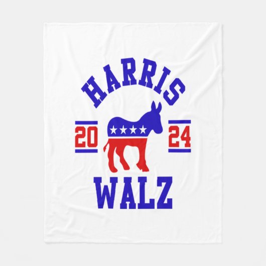 Harris Walz 2024 für Präsidentin Patriotische Demo Fleecedecke (Vorderseite)