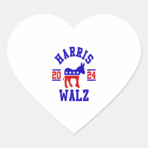 Harris Walz 2024 für Präsidentin Patriotische Demo Herz-Aufkleber