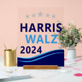 Harris Walz 2024 für President Blue Wave Acrylschild (Hochzeit)
