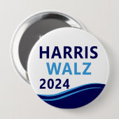 Harris Walz 2024 für President Blue Wave Button (Vorne & Hinten)
