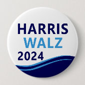 Harris Walz 2024 für President Blue Wave Button (Vorderseite)