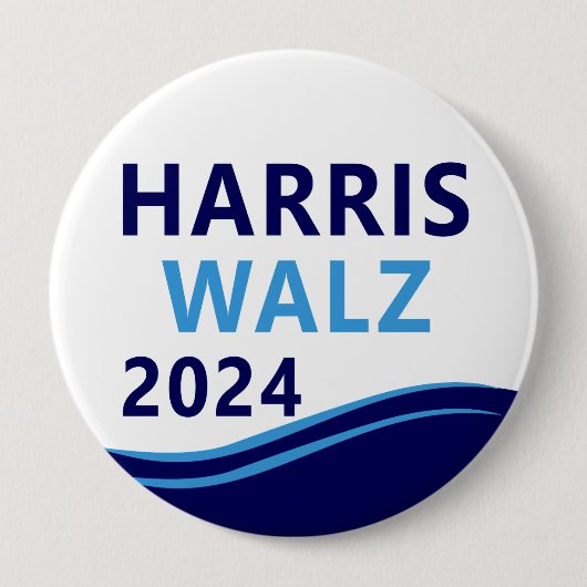 Harris Walz 2024 für President Blue Wave Button (Vorderseite)