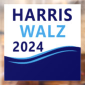 Harris Walz 2024 für President Blue Wave Fensteraufkleber (Blatt 2)