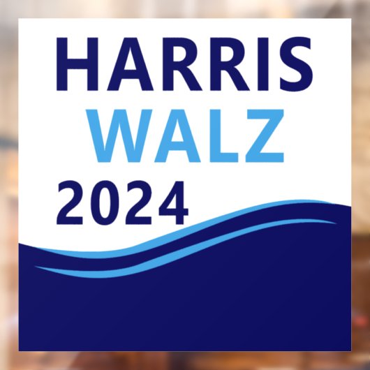 Harris Walz 2024 für President Blue Wave Fensteraufkleber (Blatt 2)